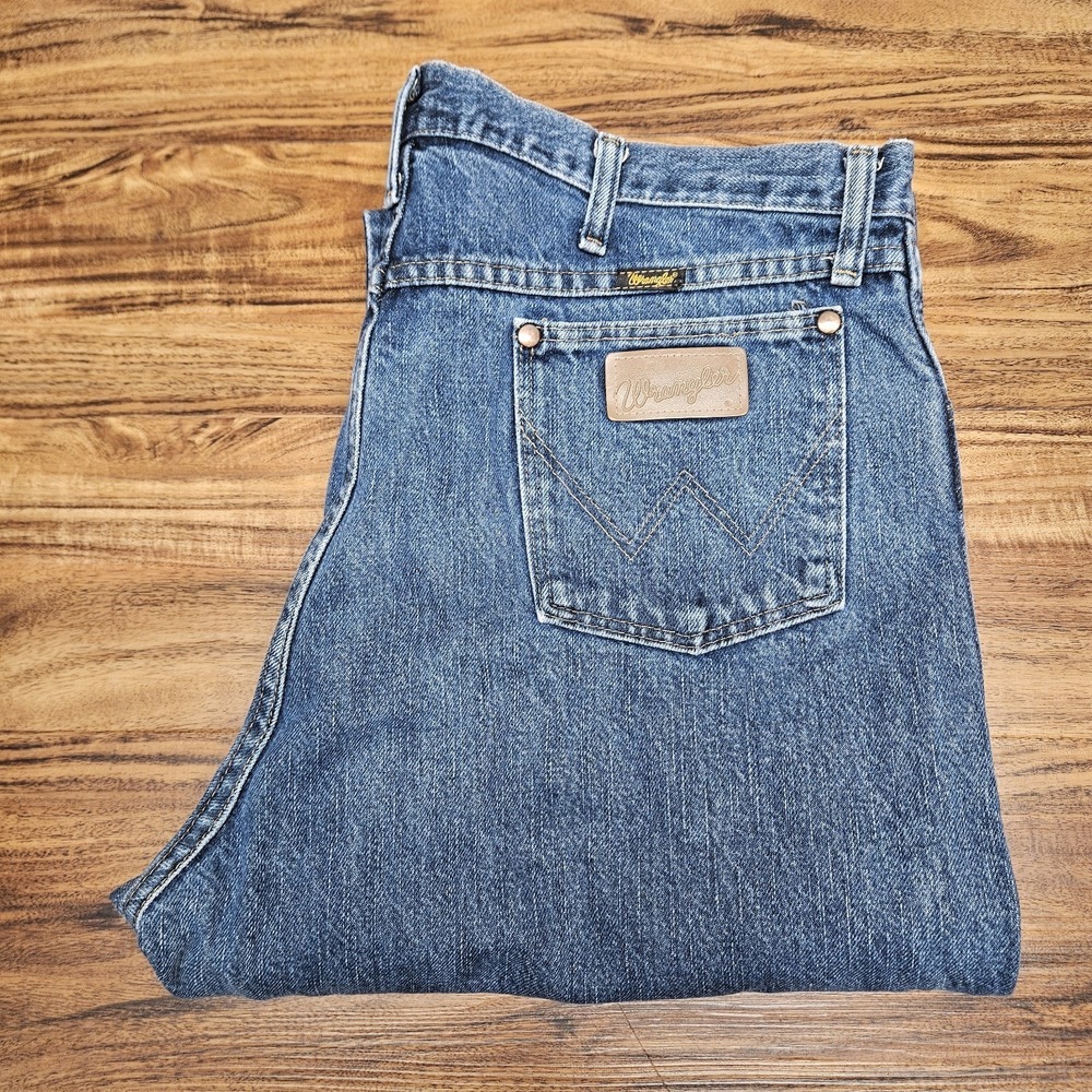 Wrangler Jeans Mens 35x34 Blue 13MWZ Cowboy Western‎ Rodeo Dark Wash Boot
